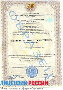 Образец сертификата соответствия аудитора №ST.RU.EXP.00006191-2 Прохоровка Сертификат ISO 50001